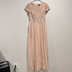 Adrianna Papell Blush Pink Sequin Tulle A-line Gown Size 0